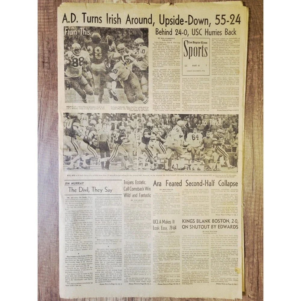 1974 Dec 1: LA Times Anthony Davis & USC 55-24 Rout of Irish! College Football